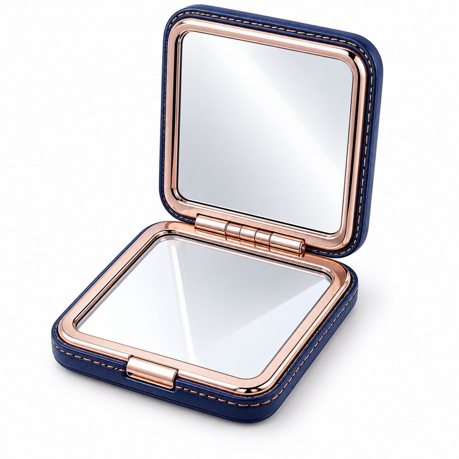 Specchietto da Trucco Portatile Doppio Lato Blù e Rame