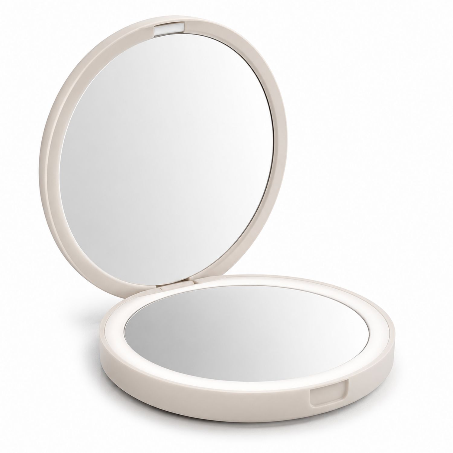 Specchio da Trucco Portatile con Luce LED Rotondo Bianco