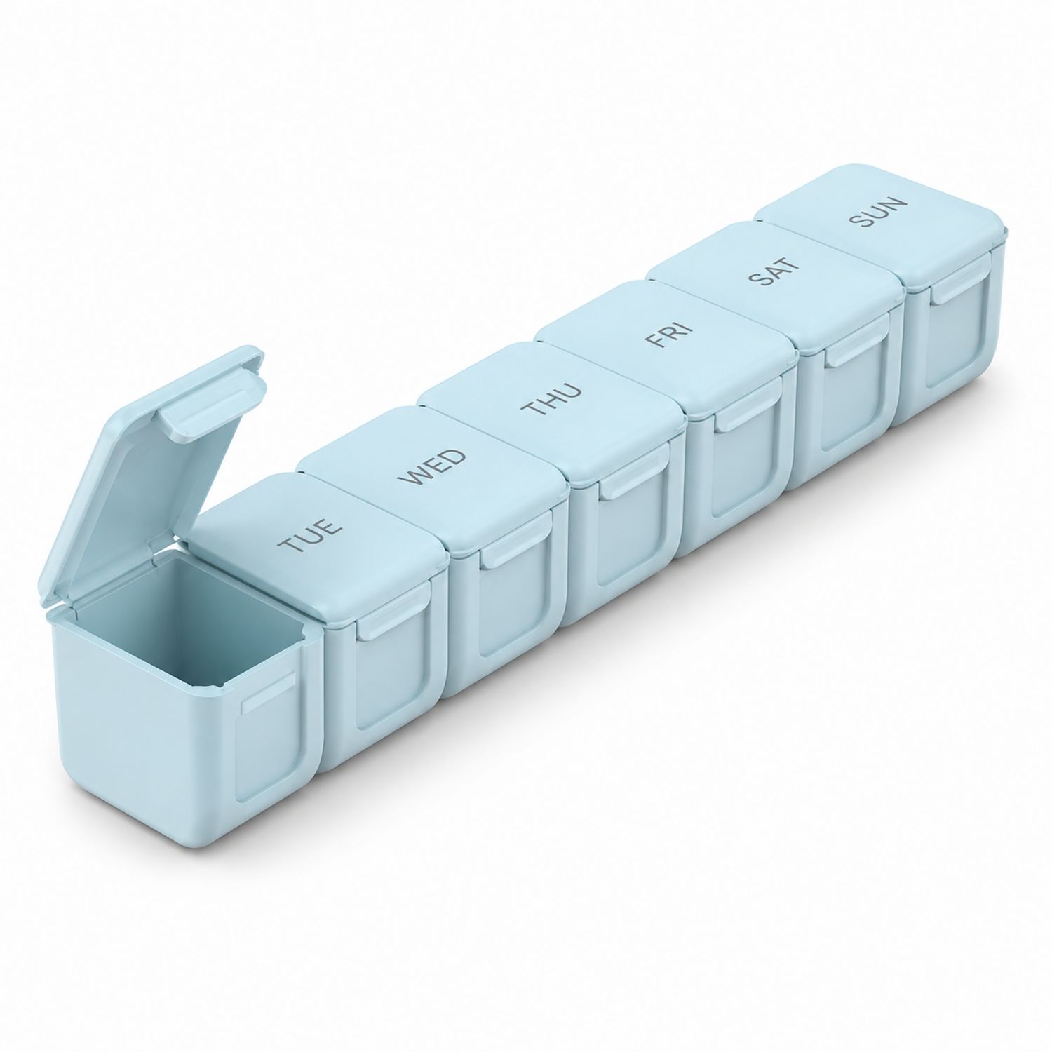 Wöchentliche Tablettenbox in Hellblau