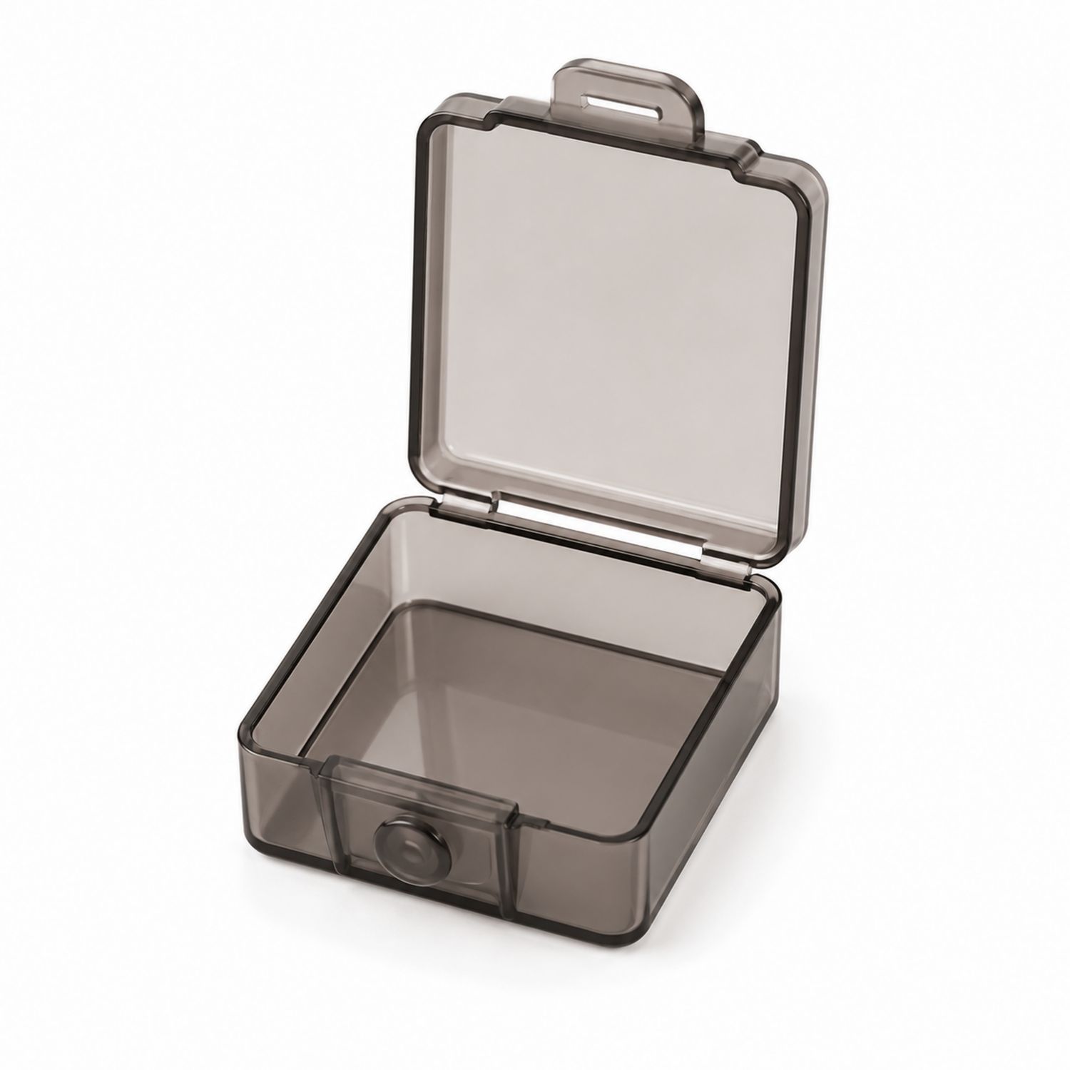 Transparente schwarze Aufbewahrungsbox mit Klappdeckel, 10x10x5 cm