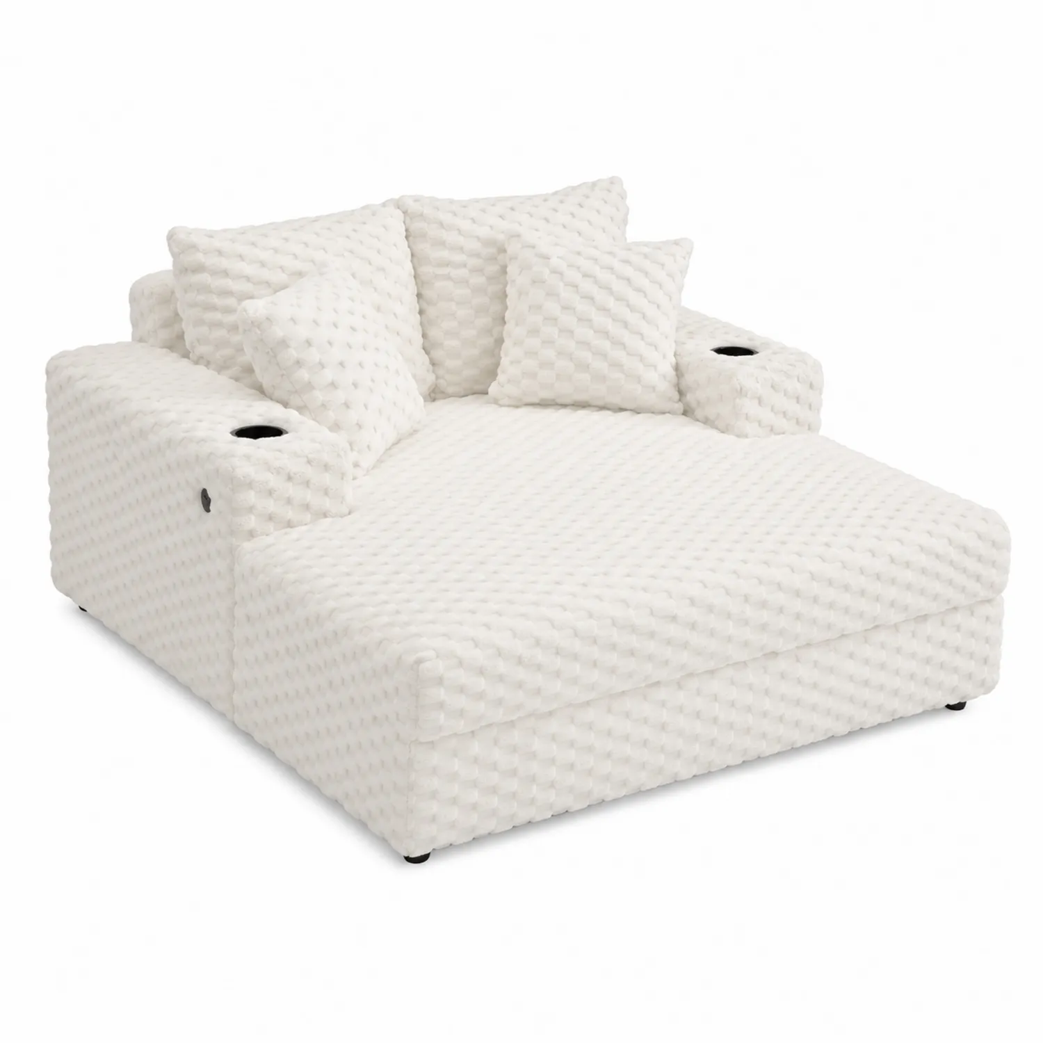 Narożna sofa kremowa z poliestru z poduszkami