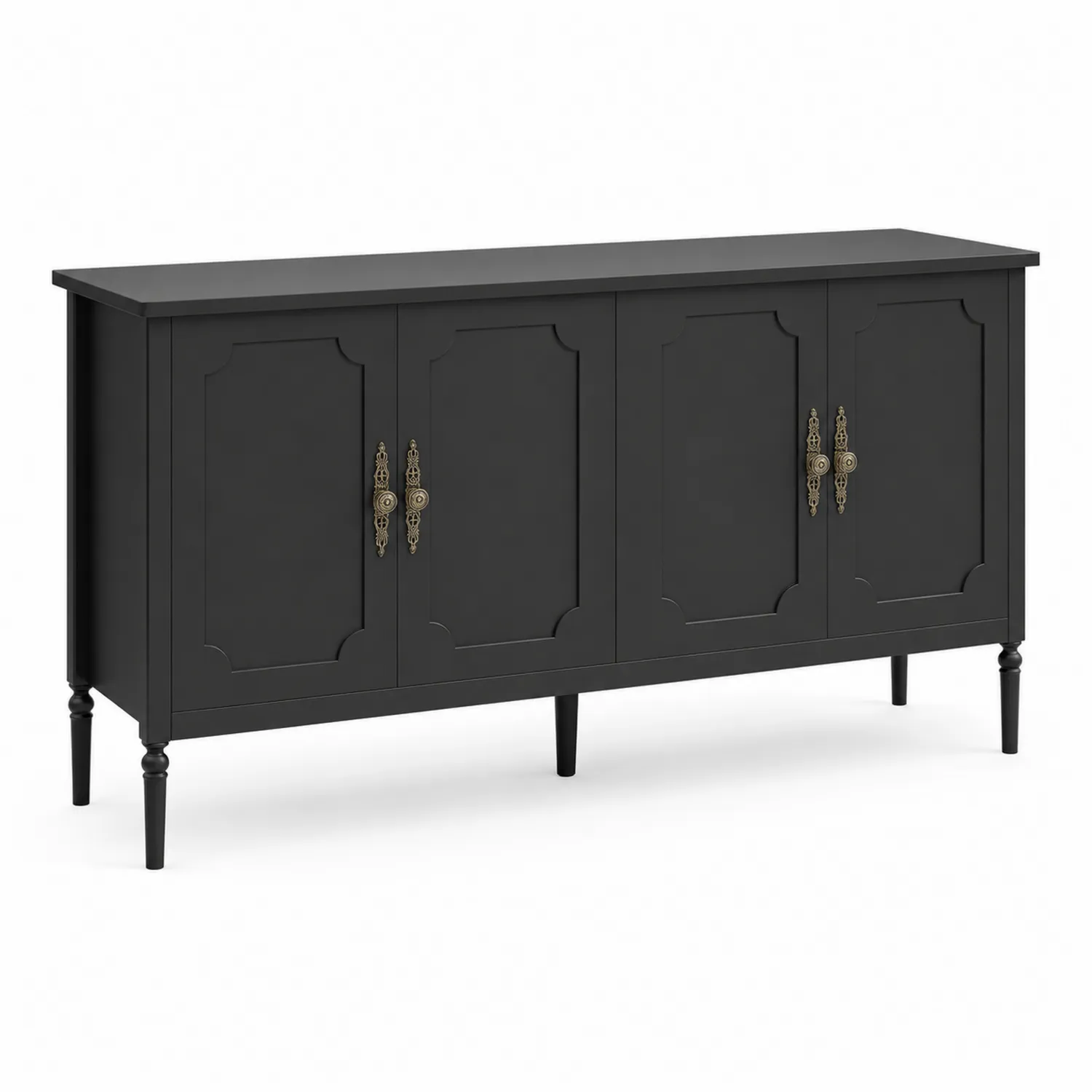 Kredens z czterema drzwiami czarny MDF 160x40x85 cm