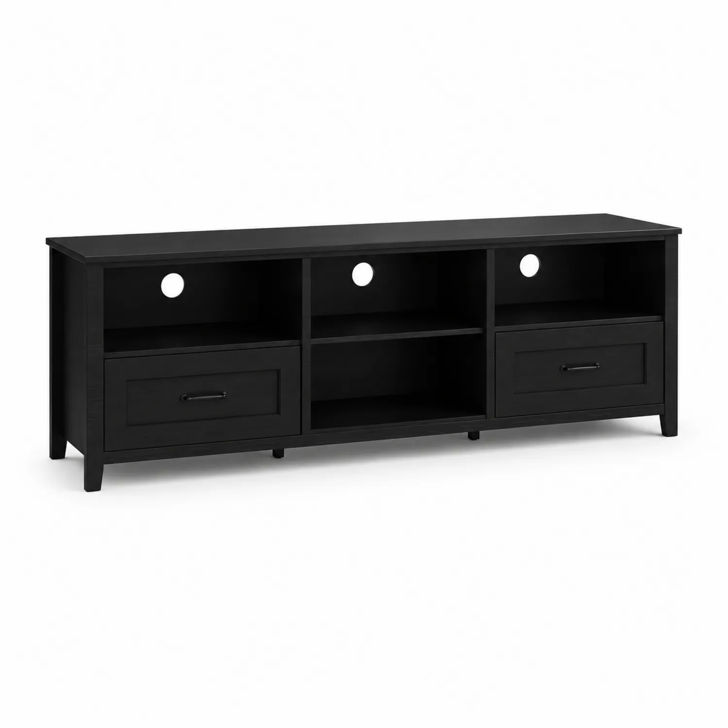 Szafka RTV drewnopochodna czarna 150x40x50 cm z półkami i szufladami