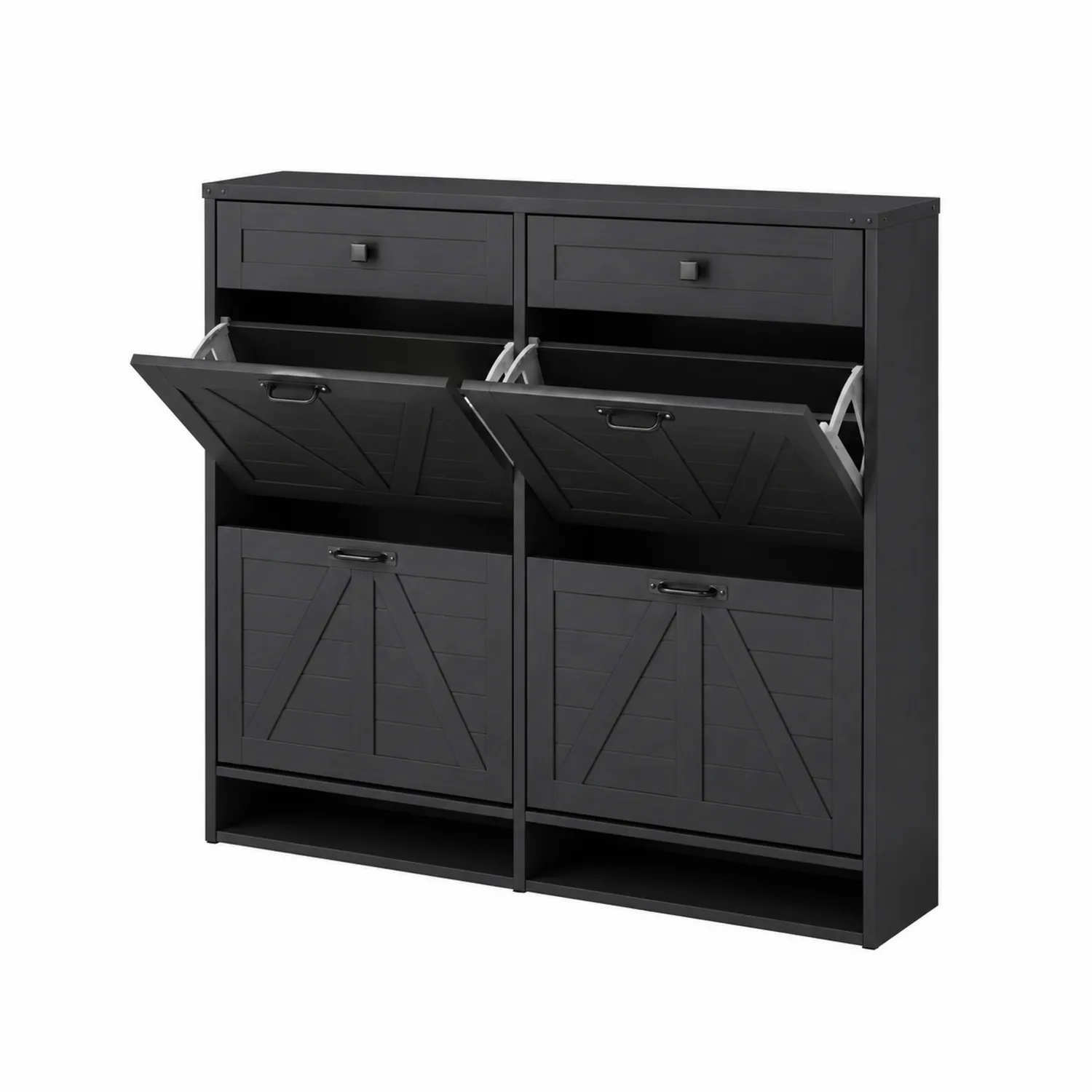 Czarna szafka na buty MDF 4-drzwiowa z półką 120x100x35 cm