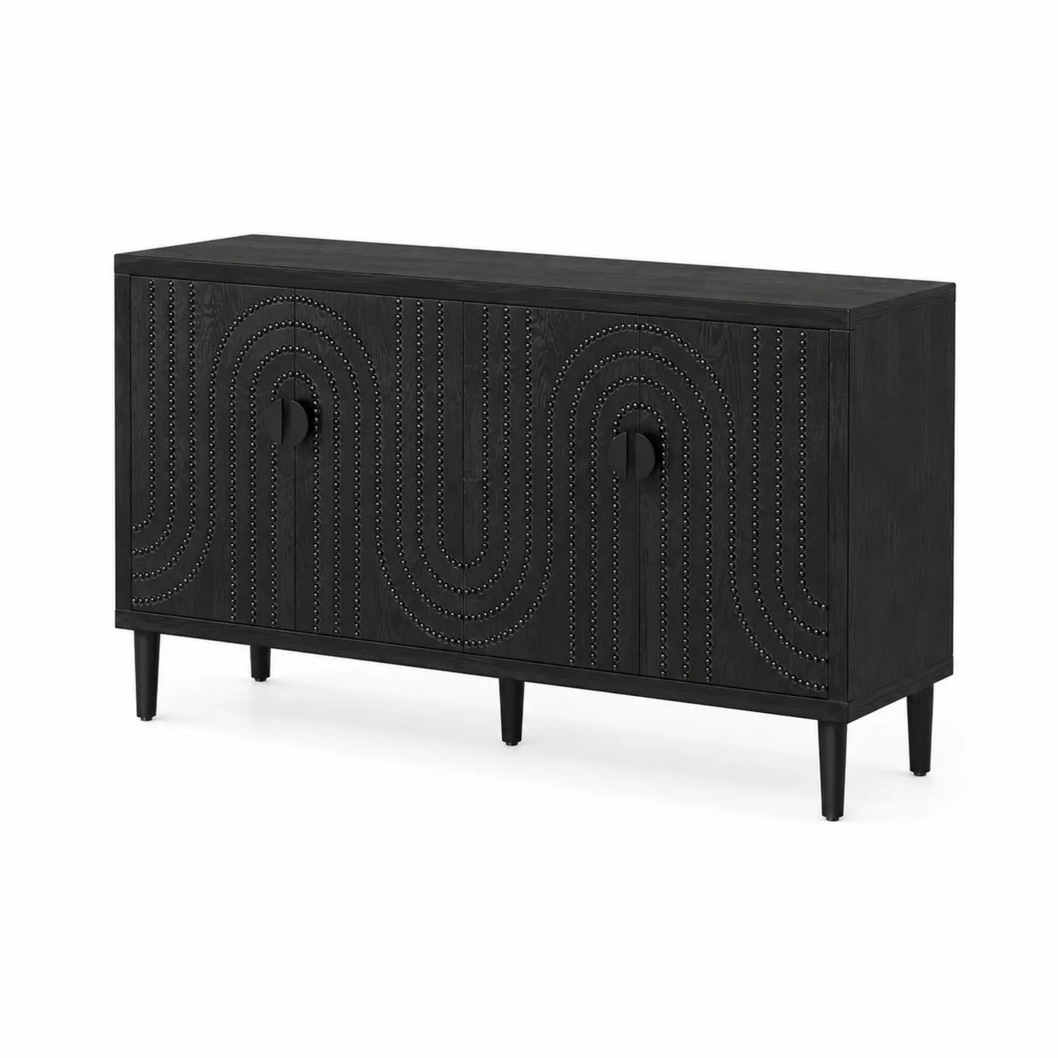 Kredens drewniany czarny z ornamentami 150x40x80cm