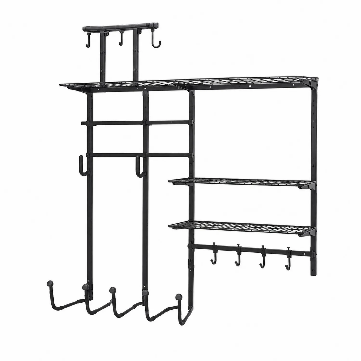 Metalowy regał ścienny z hakami czarny 160x120x40 cm