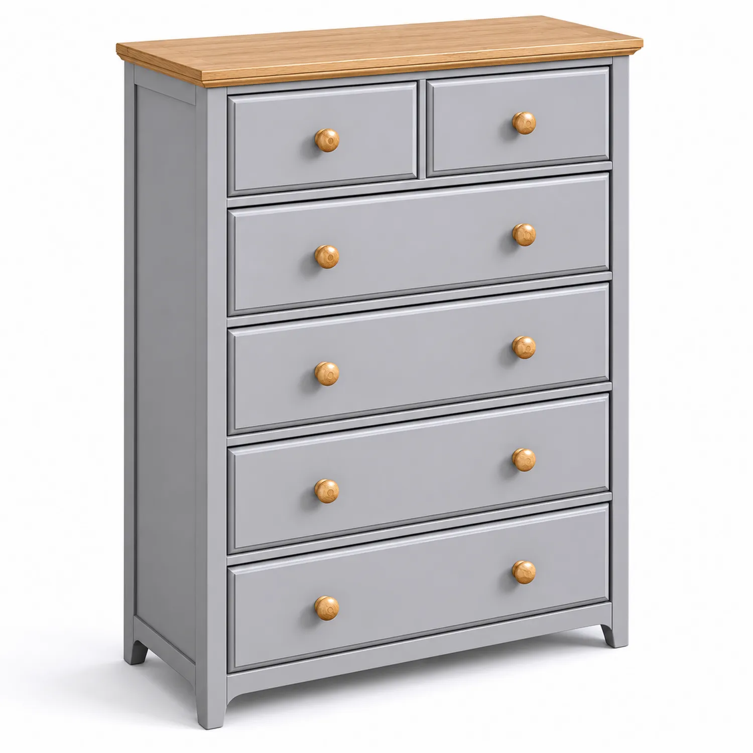 Komoda 5-szufladowa MDF i Drewno Sosnowe Szara 80x40x120cm