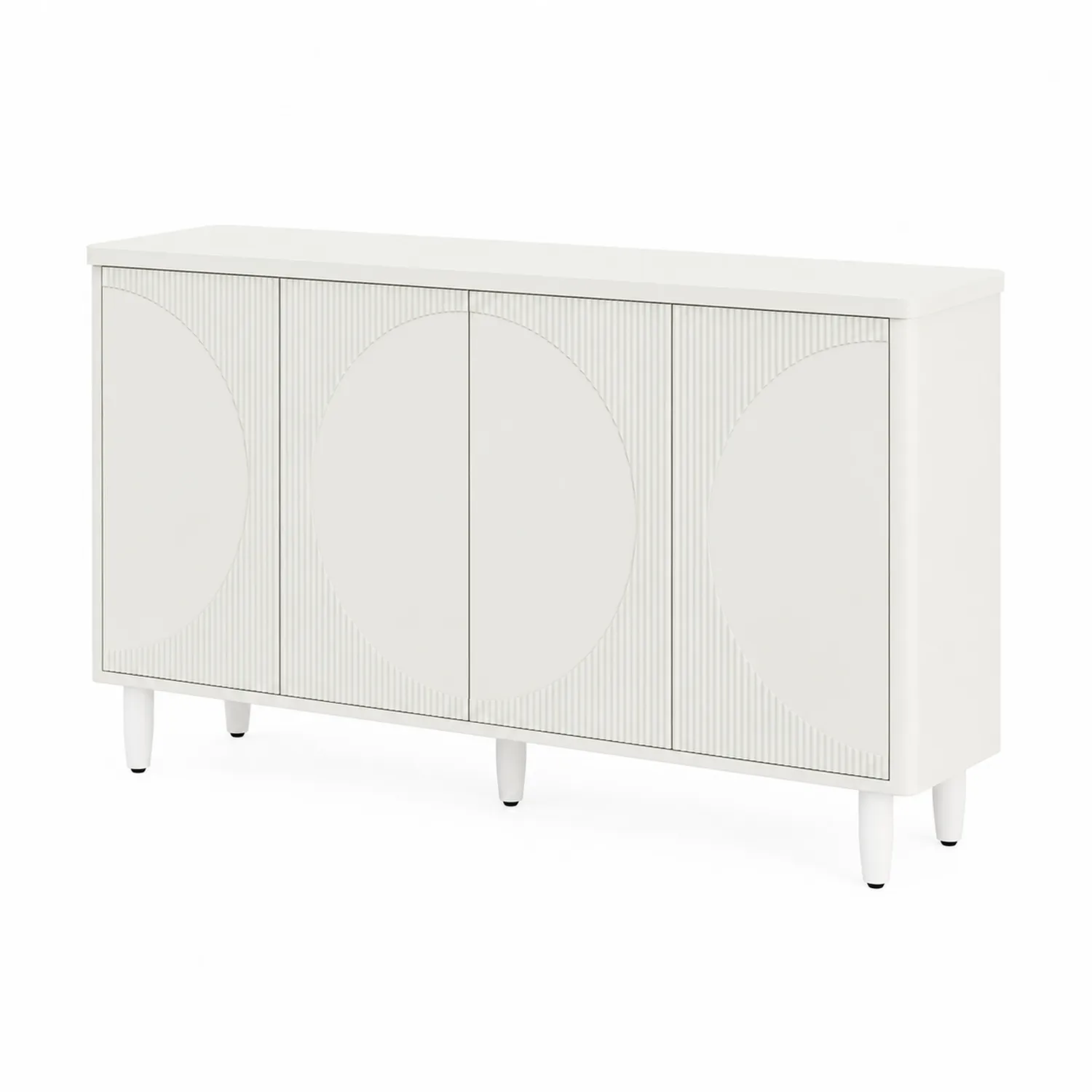 Biały kredens MDF z drzwiami i półkami, 150 cm