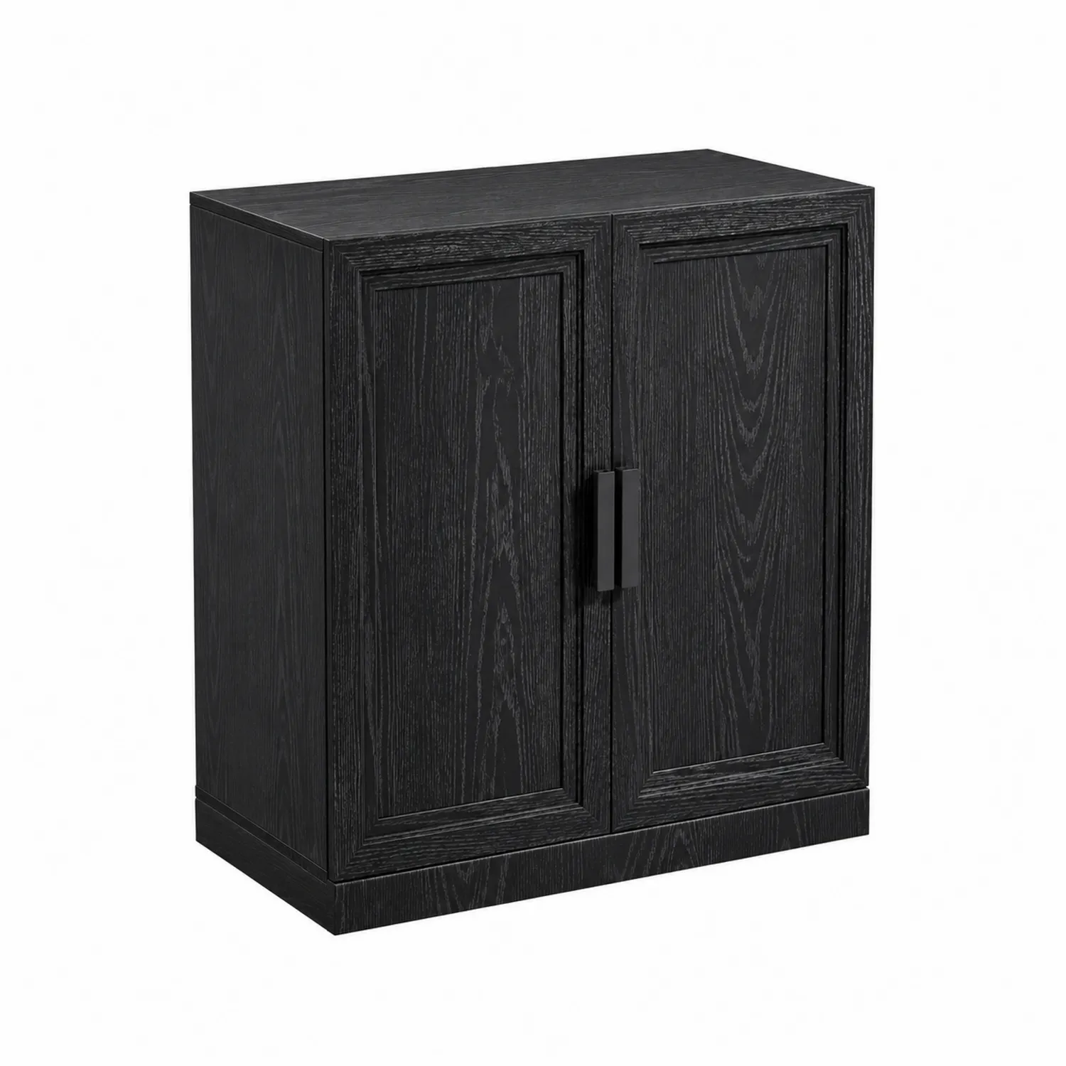 Czarna drewniana szafka dwudrzwiowa