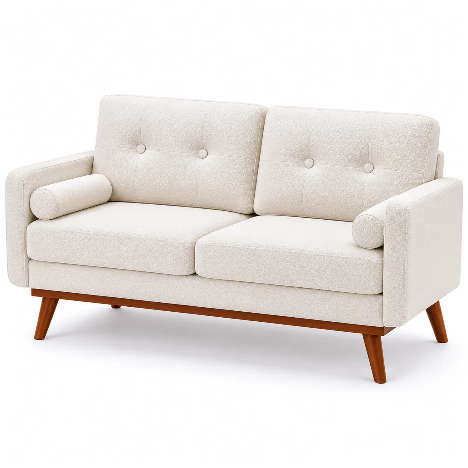 Dwuosobowa sofa tkanina, drewno, Beżowy