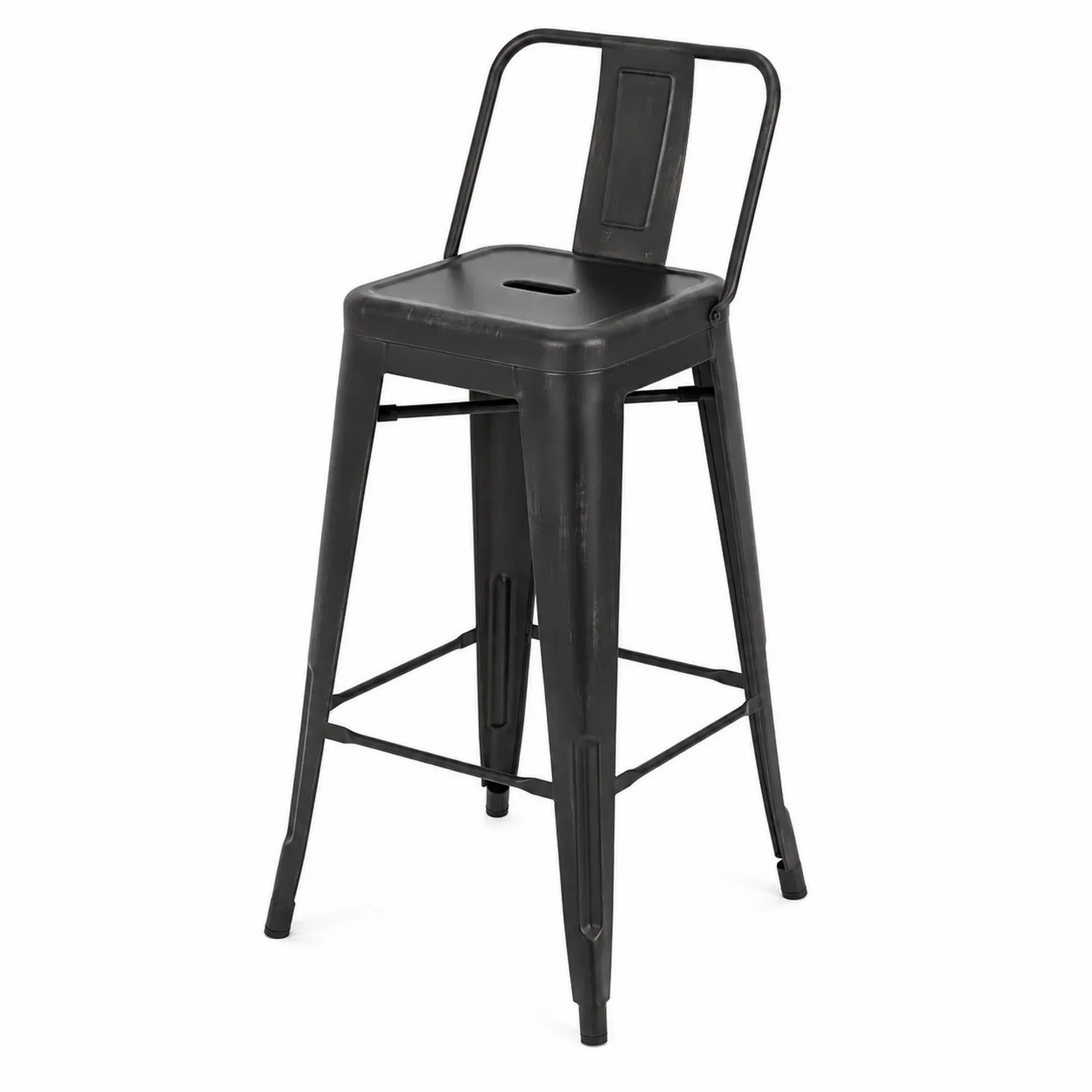Stołek barowy z oparciem stal czarny 75cm