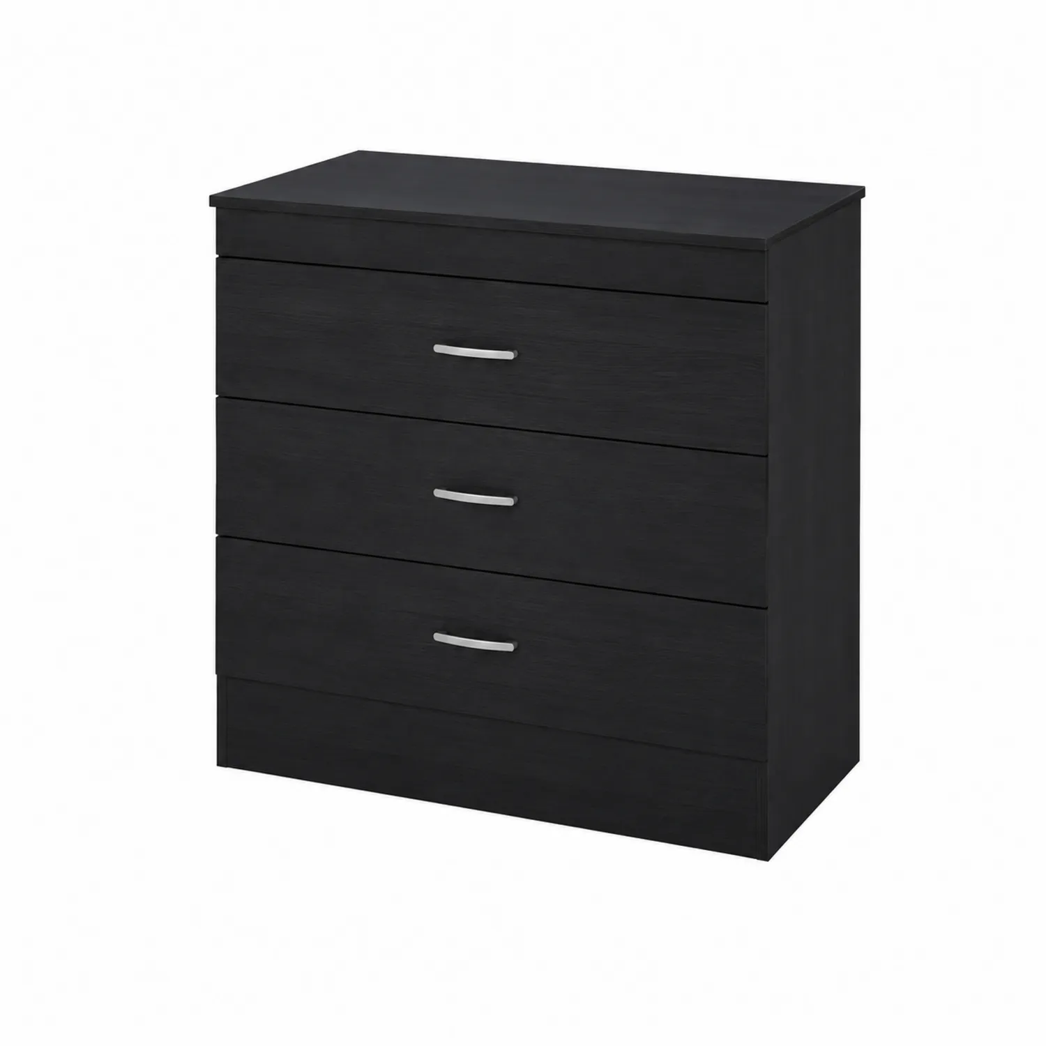 Czarna komoda z 3 szufladami, drewno laminowane