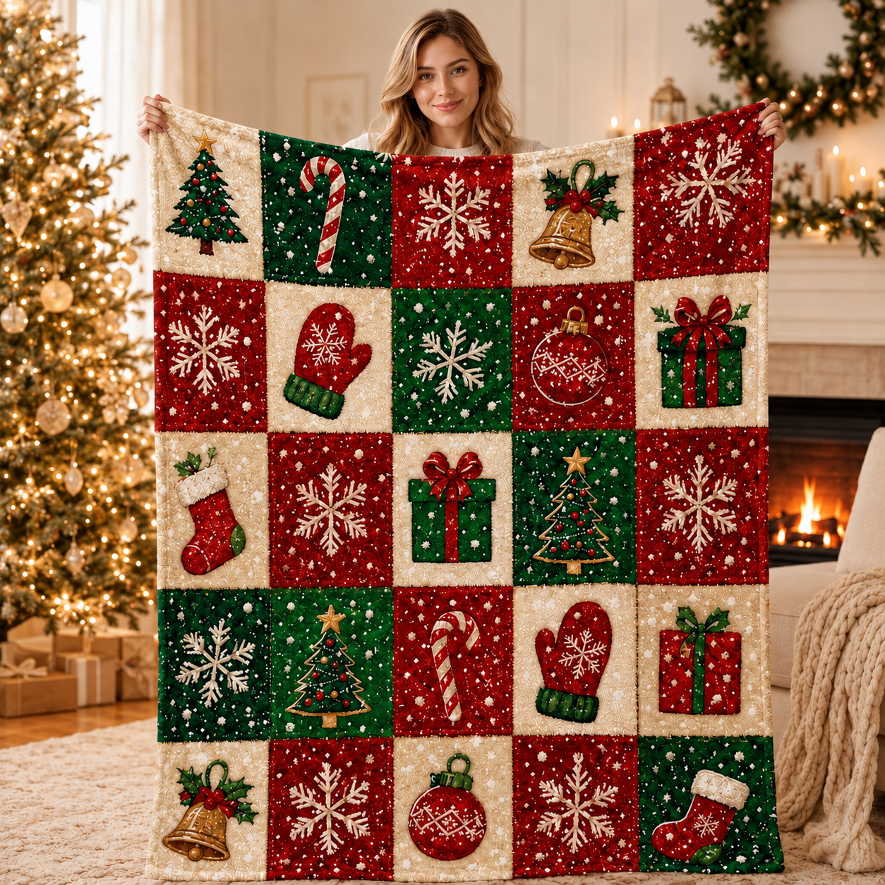 Christmas Blankets in Various Styles, Cozy Holiday Blanket for Sofa Couch Bed, Christmas Gift