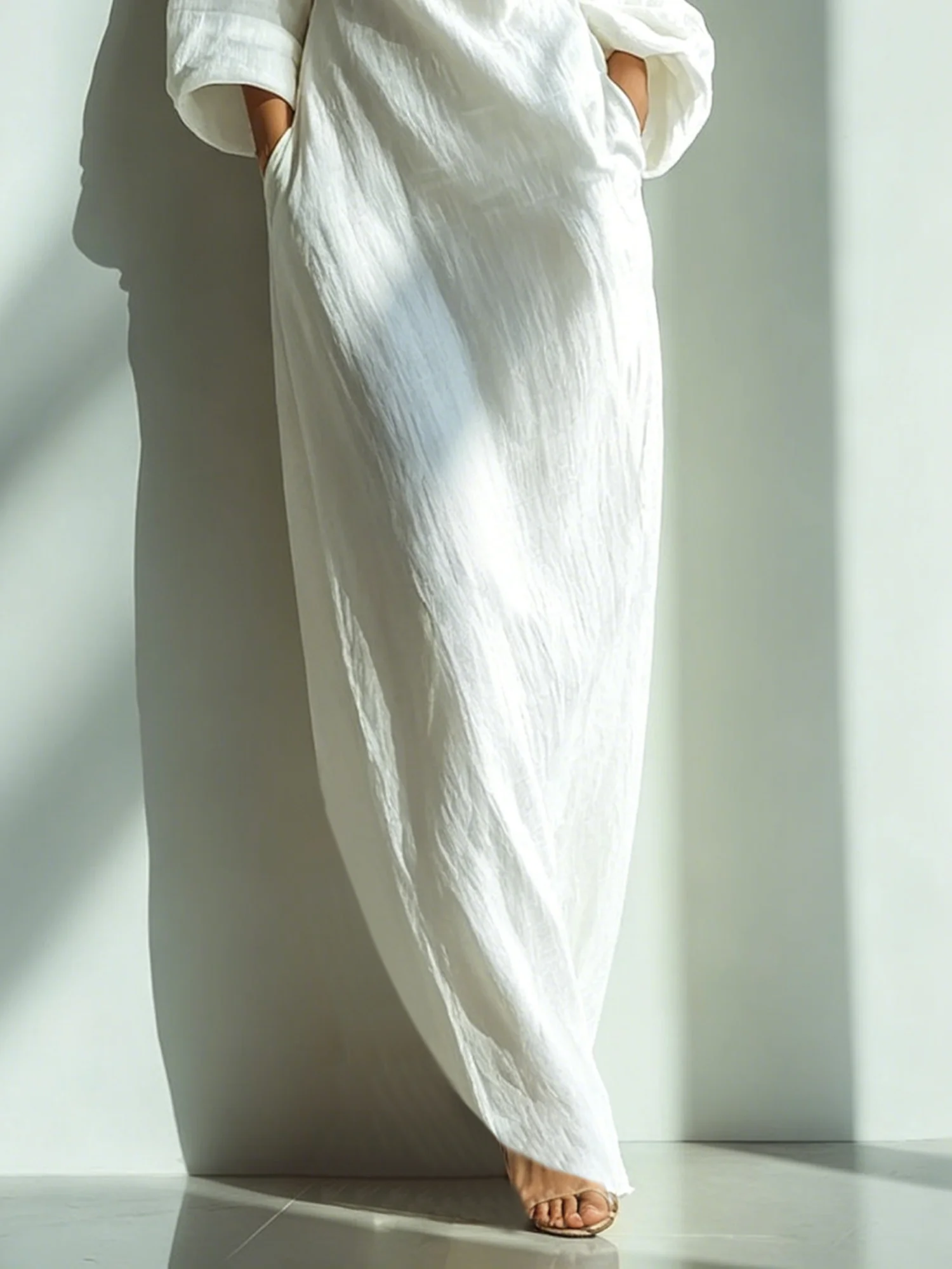 Casual Cotton Linen Maxi Dress Asymmetrical H-Line