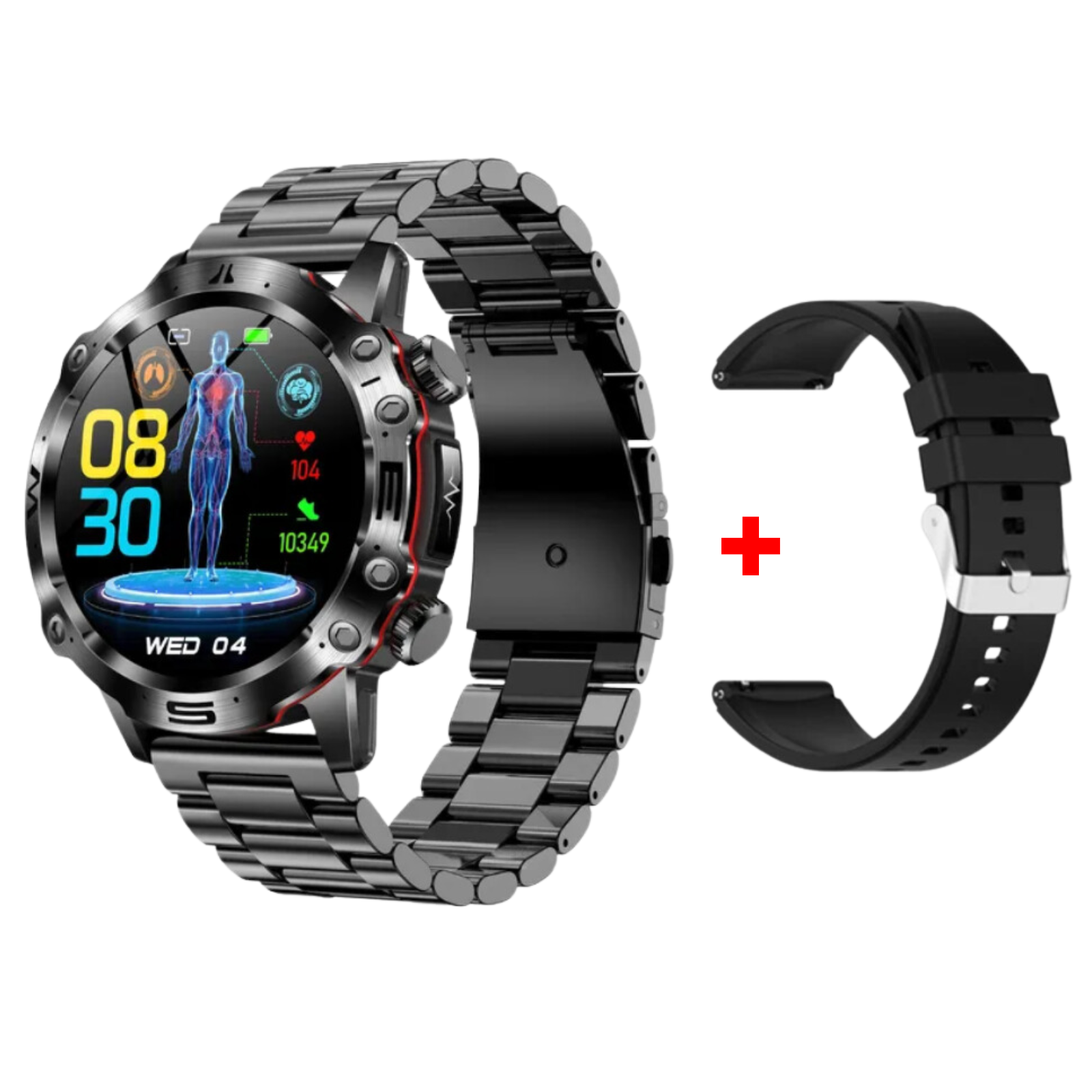 Wellness Pro - ECG/EKG HRV Professional Blood Glucose Blood Pressure Monitoring and Health Smart Watch