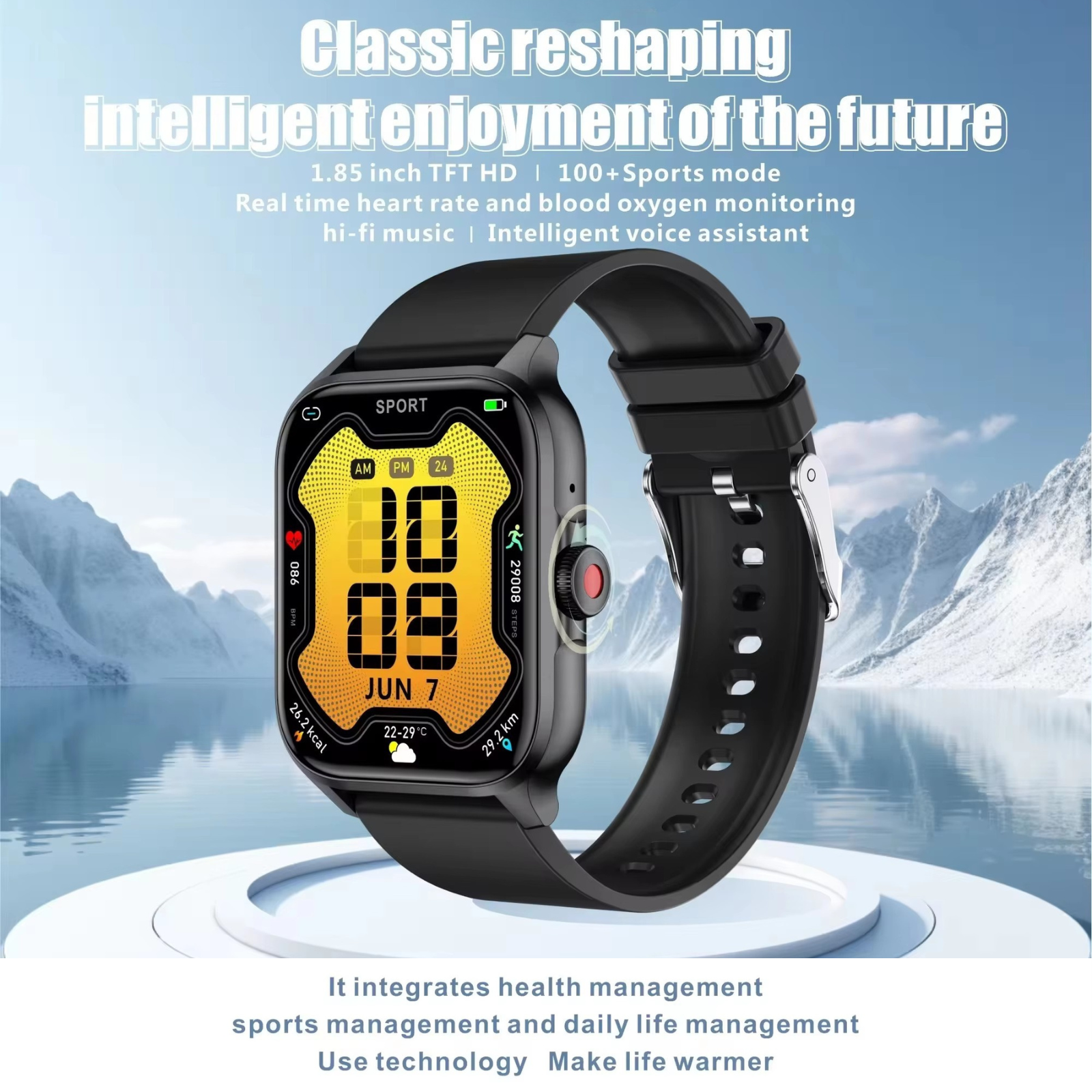  Amara - Smart Watch 1.85inch Health Monitoring AI Voice Assistant Men Women Fashion Smartwatch Sport Fitness Tracker