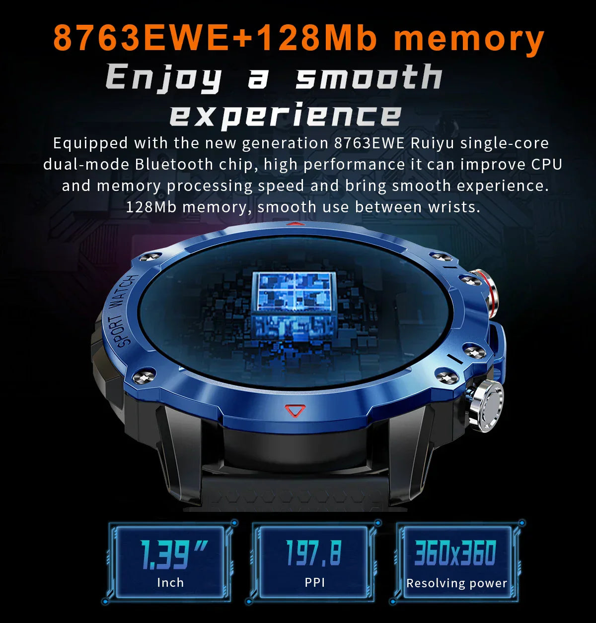Vertix - Wireless Calling Smart Watch Men Health Monitoring 450mAh Waterproof Smart Notifications Smart Watch Women