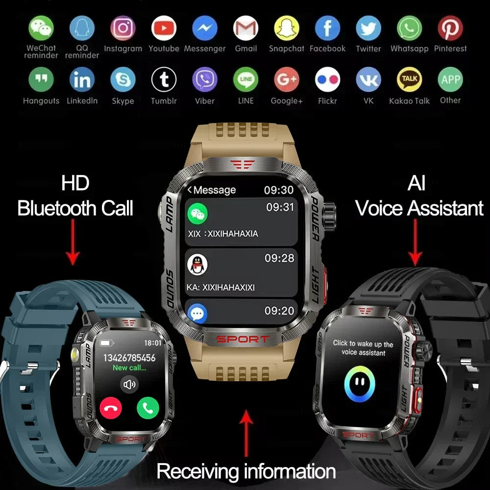  Endurance - Smart Watch Men 1.96 inch GPS Compass IP68 Bluetooth call Outdoor Sports Fitness Tracker Smartwatch