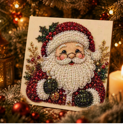 Framed Christmas Tree - Pearls Painting Kit DIY Diamond Painting Pearl Dot Crafts 20x20CM1