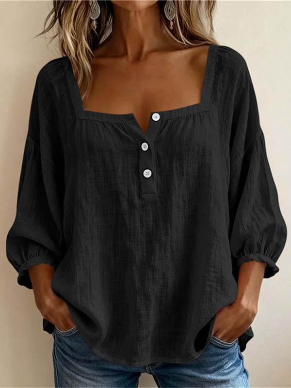 Linen loose-fitting casual T-shirt suitable for all occasions
