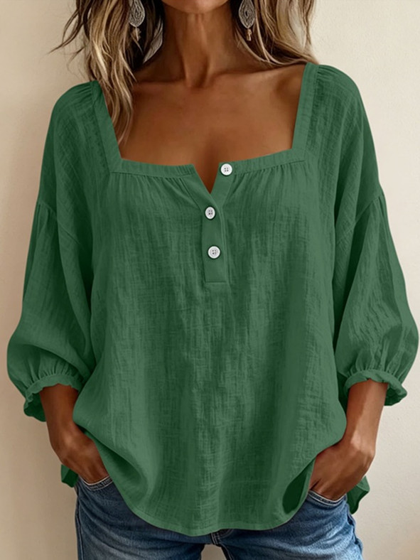 Linen loose-fitting casual T-shirt suitable for all occasions