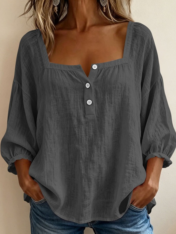 Linen loose-fitting casual T-shirt suitable for all occasions