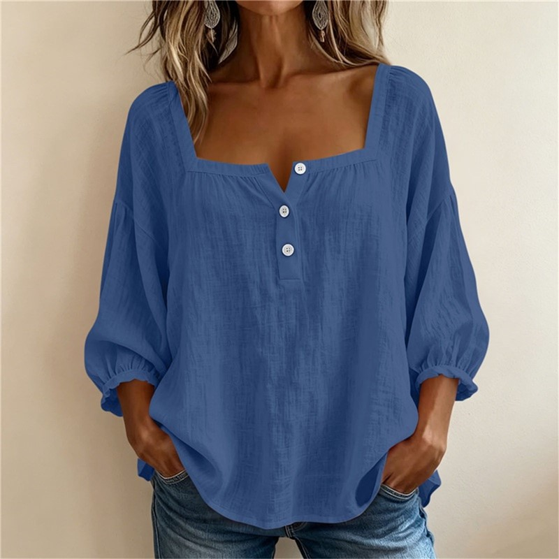 Linen loose-fitting casual T-shirt suitable for all occasions