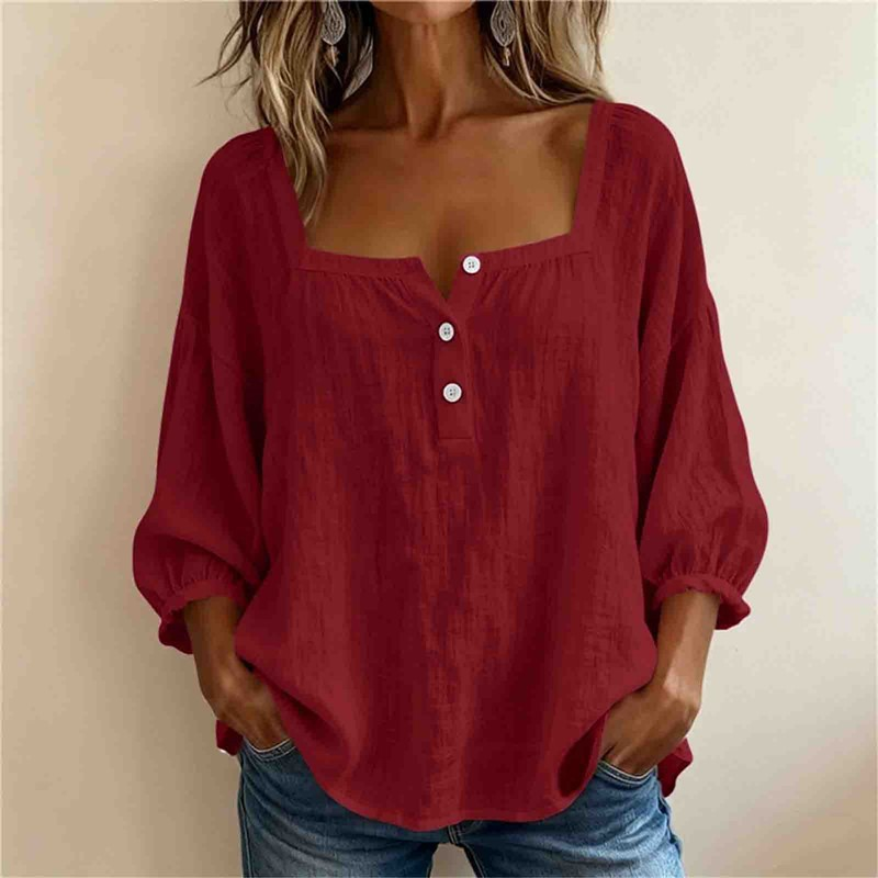 Linen loose-fitting casual T-shirt suitable for all occasions