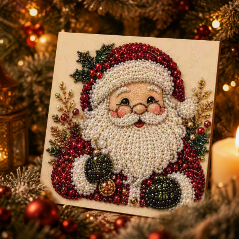 Framed Christmas Tree - Pearls Painting Kit DIY Diamond Painting Pearl Dot Crafts 20x20CM1