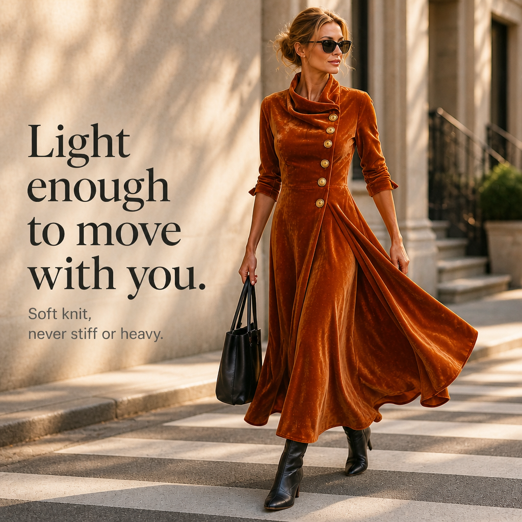  Cowl Neck Velvet-Look Maxi Dress