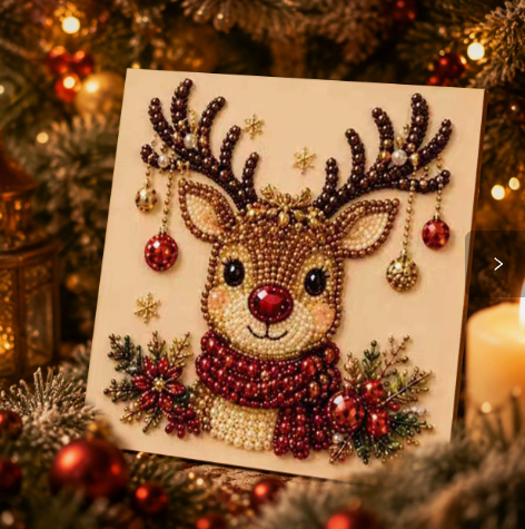 Framed Christmas Tree - Pearls Painting Kit DIY Diamond Painting Pearl Dot Crafts 20x20CM1