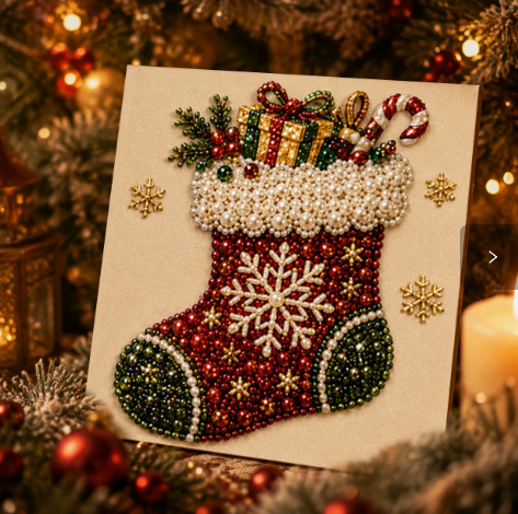 Framed Christmas Tree - Pearls Painting Kit DIY Diamond Painting Pearl Dot Crafts 20x20CM1