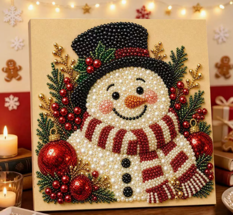 Framed Christmas Tree - Pearls Painting Kit DIY Diamond Painting Pearl Dot Crafts 20x20CM1