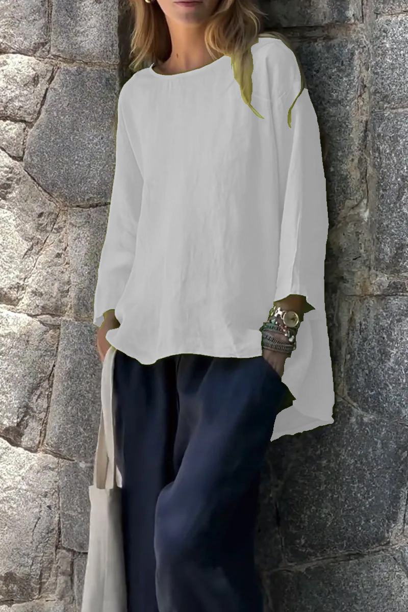 🔥Hot Selling Now！🔥Women Solid color cotton and linen long sleeve shirt