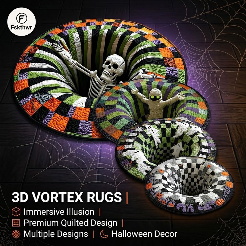 🎃 3D Candy Corn Abyss Halloween Rug