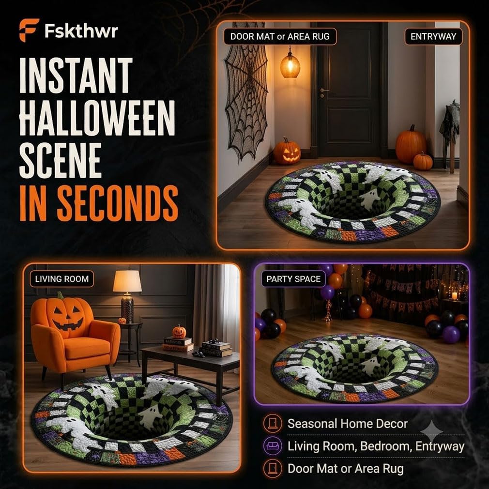 🎃 3D Candy Corn Abyss Halloween Rug