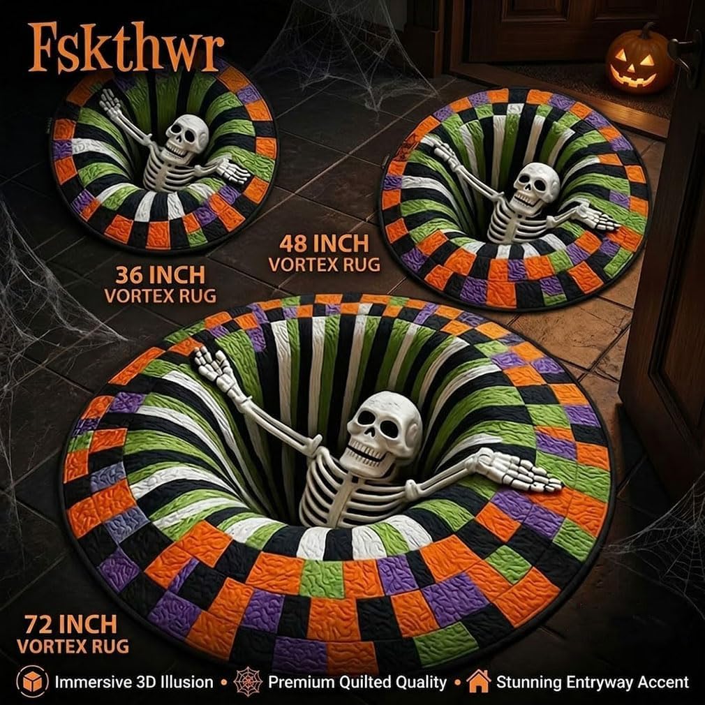 🎃 3D Candy Corn Abyss Halloween Rug
