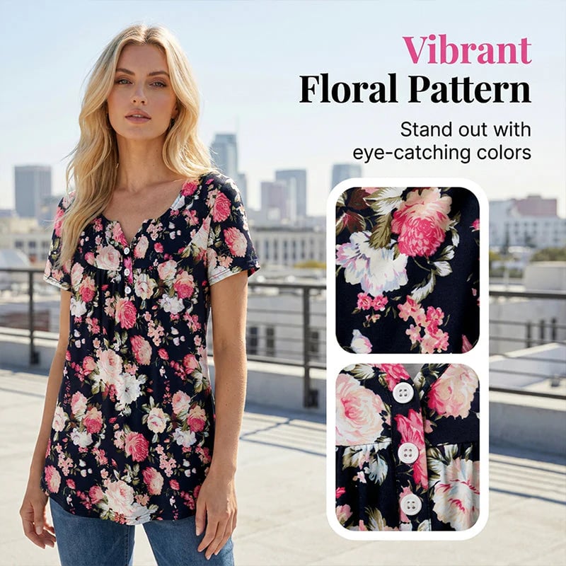 🌸 Floral Print Button-Up Blouse for Women – Lightweight, Flowy & Perfect for Everyday Wear👚