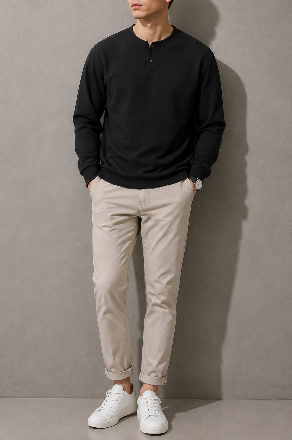 🤍 Relaxed Textured Henley Shirt