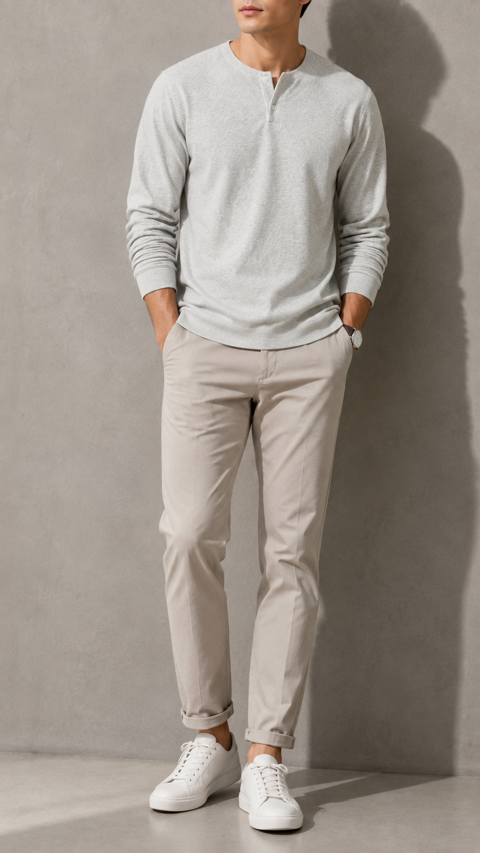 🤍 Relaxed Textured Henley Shirt