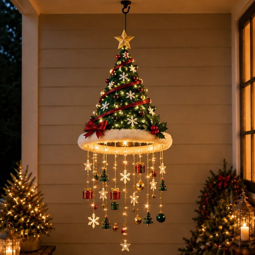 🎅 Lighted Santa Hat Hanging Chandelier🎄Holiday Decor Gift