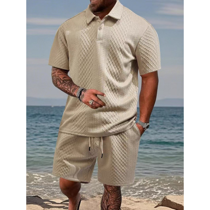 🌴 Textured Polo Summer Two-Piece Set