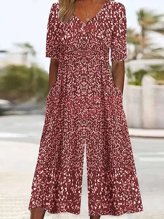 Special Short Sleeve Blue Side Pocket Jumpsuit