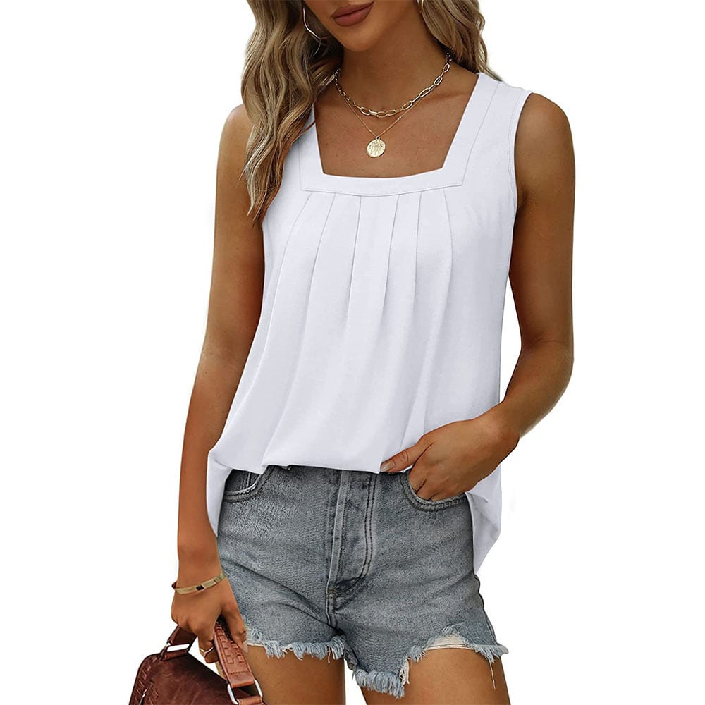 Womens Tank Tops Loose Fit Causal Summer U Neck Sleeveless Soft