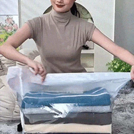 Thickened Stereoscopic No-Pump Vacuum Compression Bag