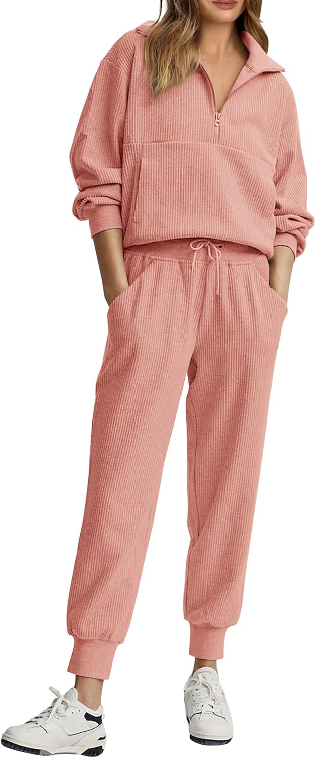 NEW 🔥 Women's Cotton Two-Piece Oversized Drawstring Sweatshirt Wide Leg Sweatpants Casual Set-aakge