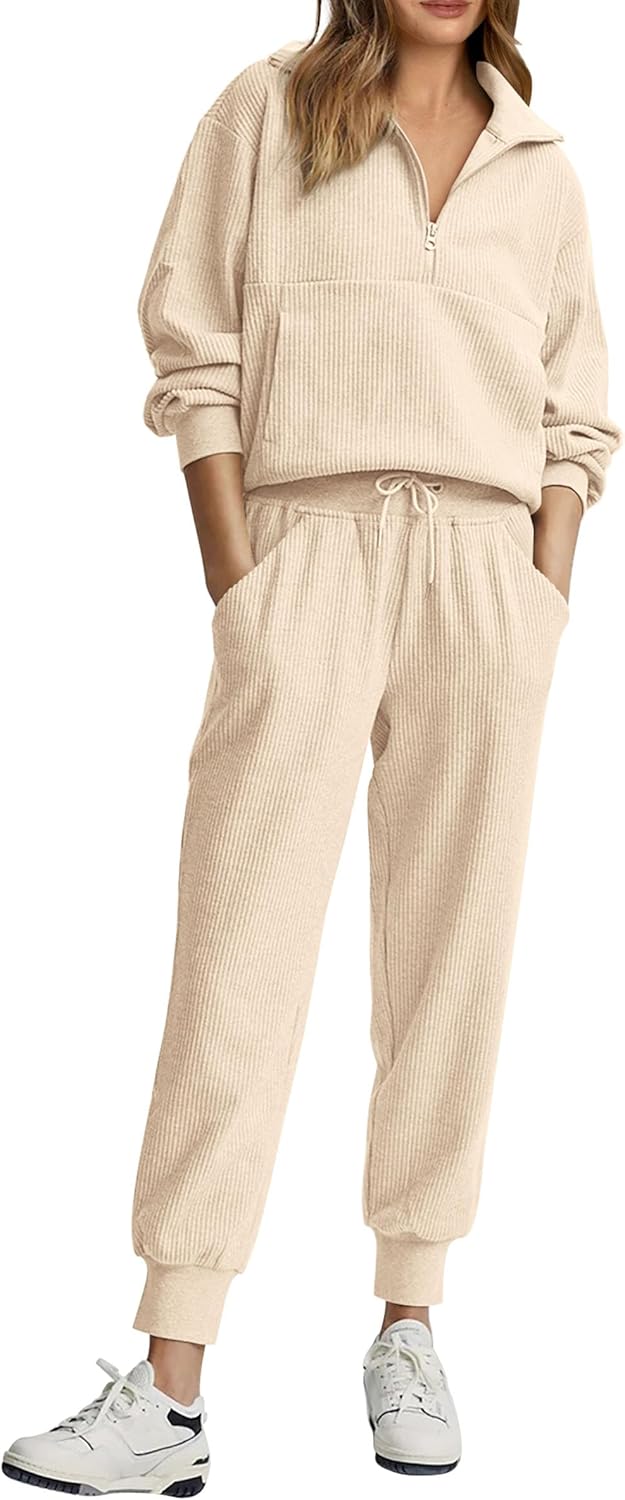 NEW 🔥 Women's Cotton Two-Piece Oversized Drawstring Sweatshirt Wide Leg Sweatpants Casual Set-aakge