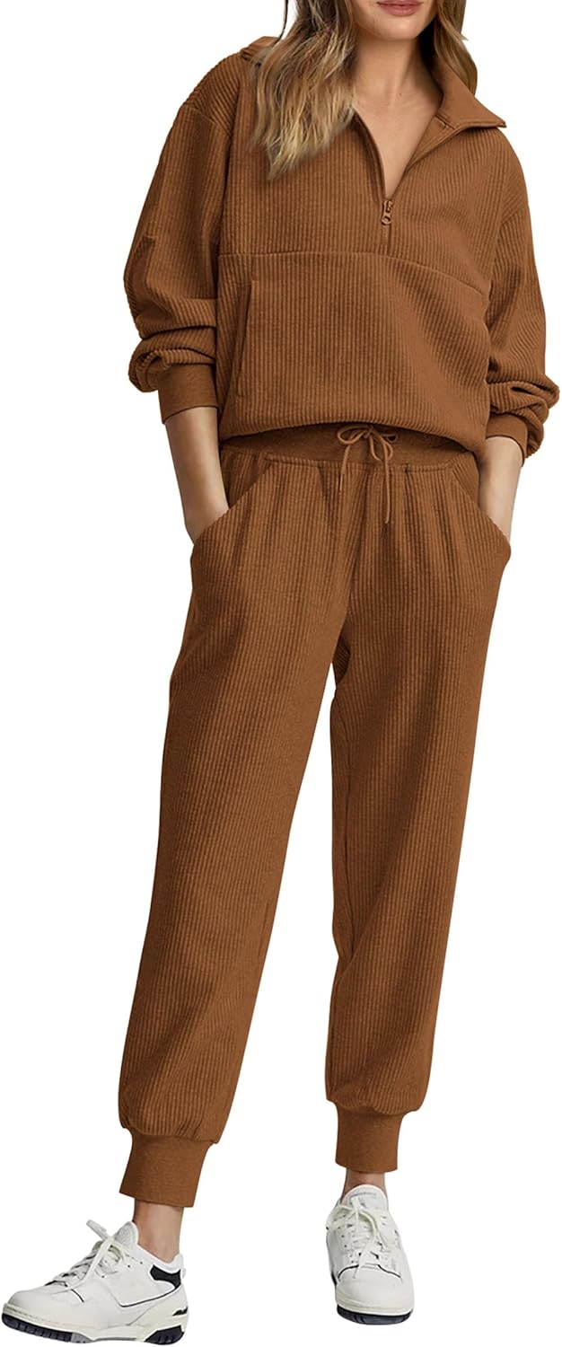 NEW 🔥 Women's Cotton Two-Piece Oversized Drawstring Sweatshirt Wide Leg Sweatpants Casual Set-aakge