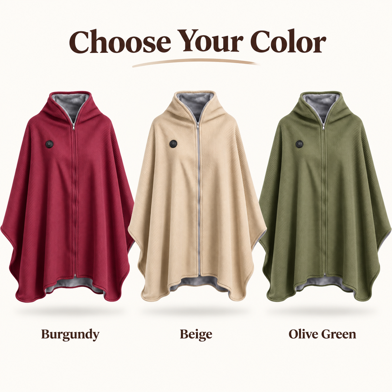 Heated wearable blanket shown in the available color options