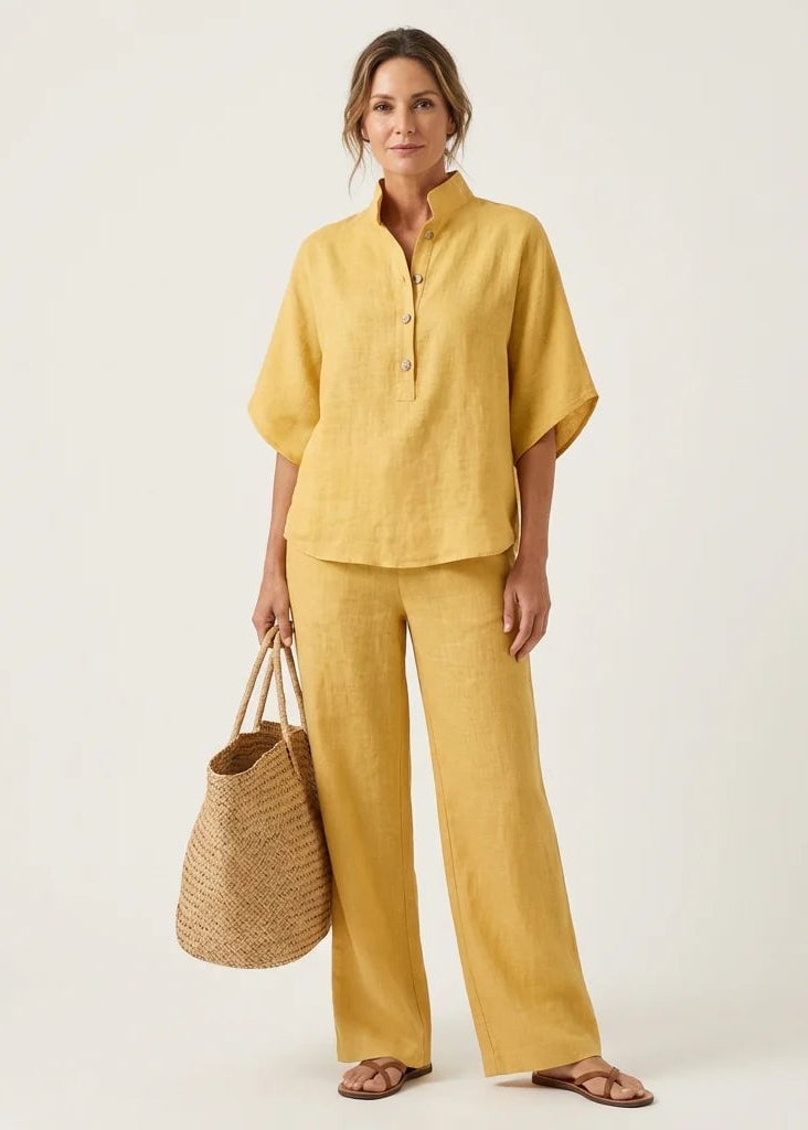 🔥Last Day 49% OFF🔥Women's Batwing Sleeve Two-Piece Set – Casual Shirt & Wide Leg Pants Outfit-aakge